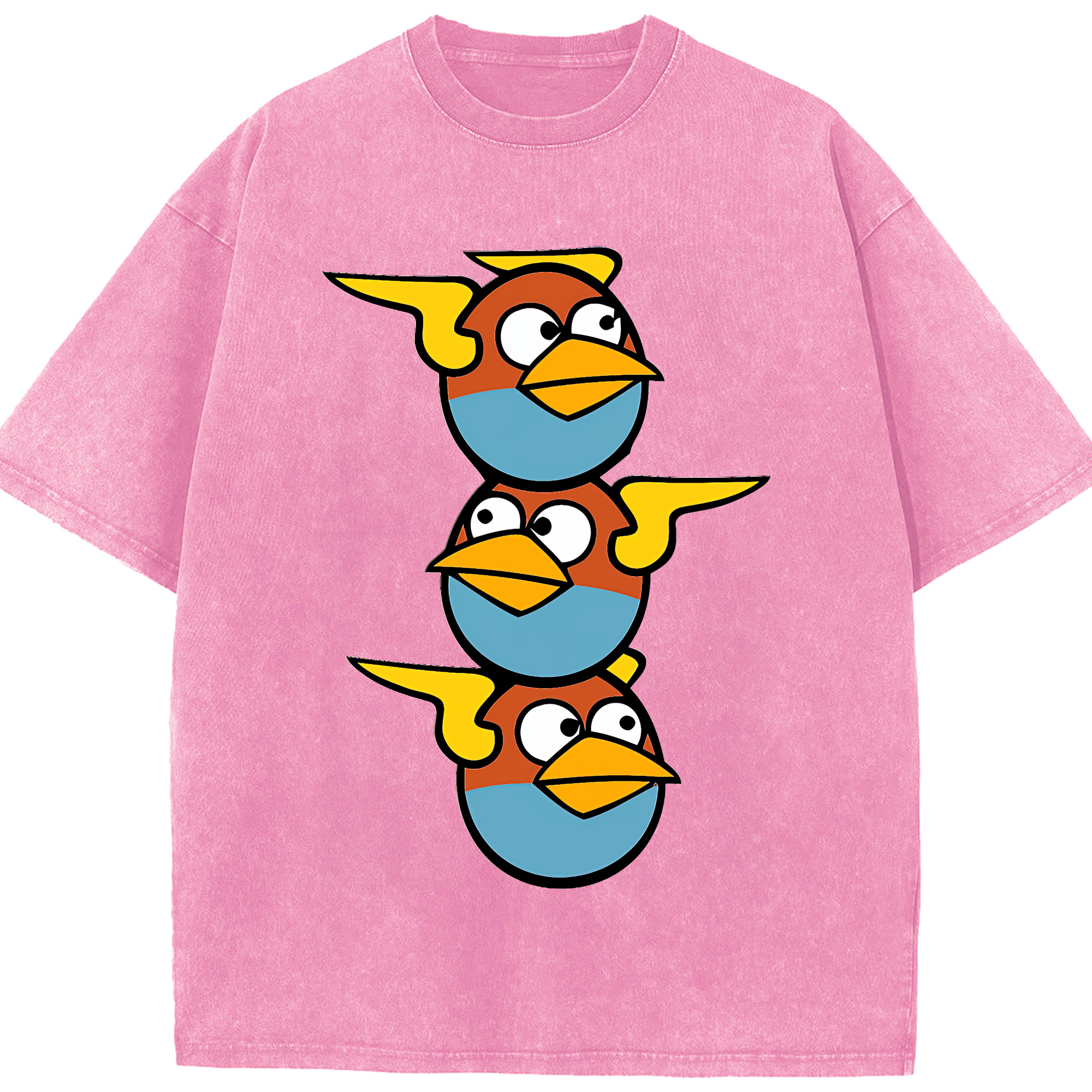 （画像用） Angry Birds アングリーバード 綿100% ヴィンテージ風 半袖Tシャツ（フロントプリント）